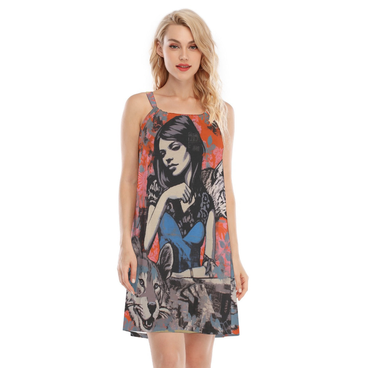 All-Over Print Women's O-neck Cami Dress