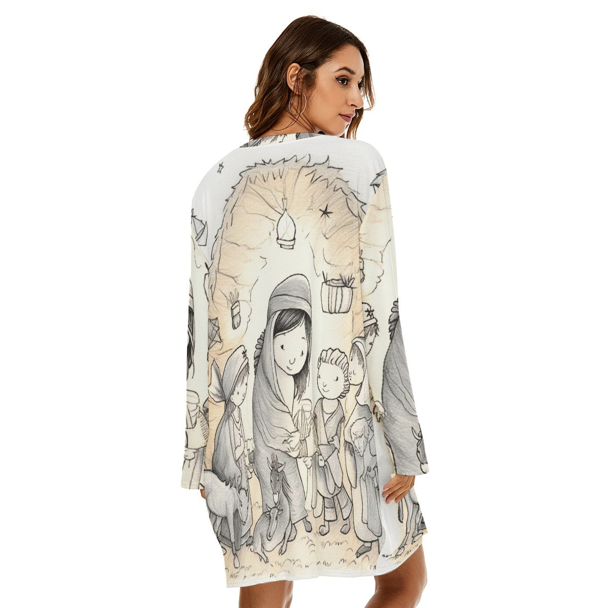 All-Over Print  Women's Loose Crew Neck Dress