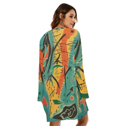 All-Over Print  Women's Loose Crew Neck Dress