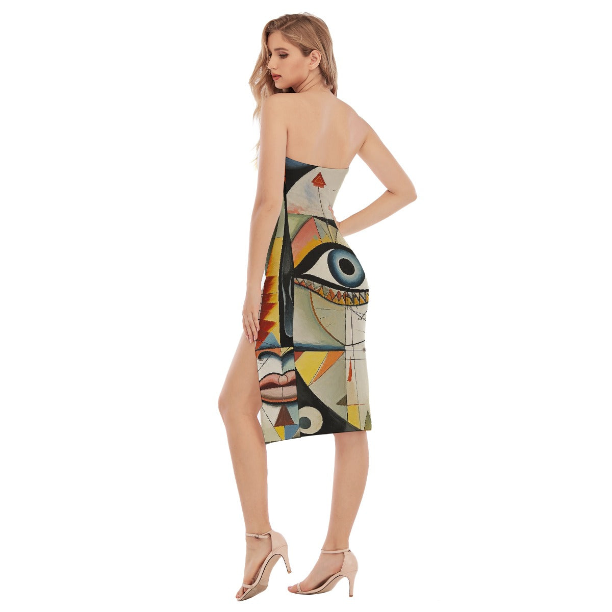 All-Over Print Women's Side Split Tube Top Dress