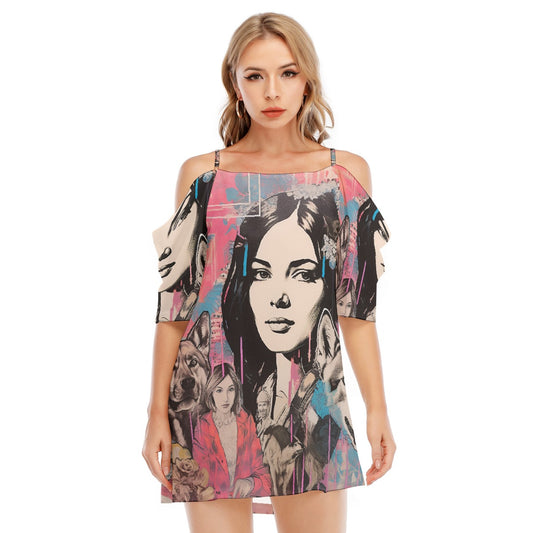 All-Over Print Women's Off-shoulder Cami Dress