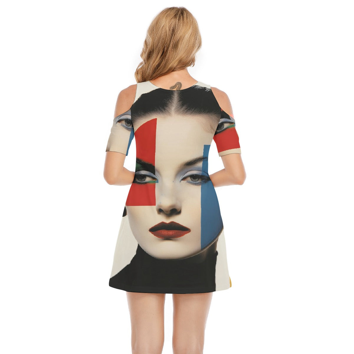 All-Over Print Women's Cold Shoulder Dress | 190GSM Cotton