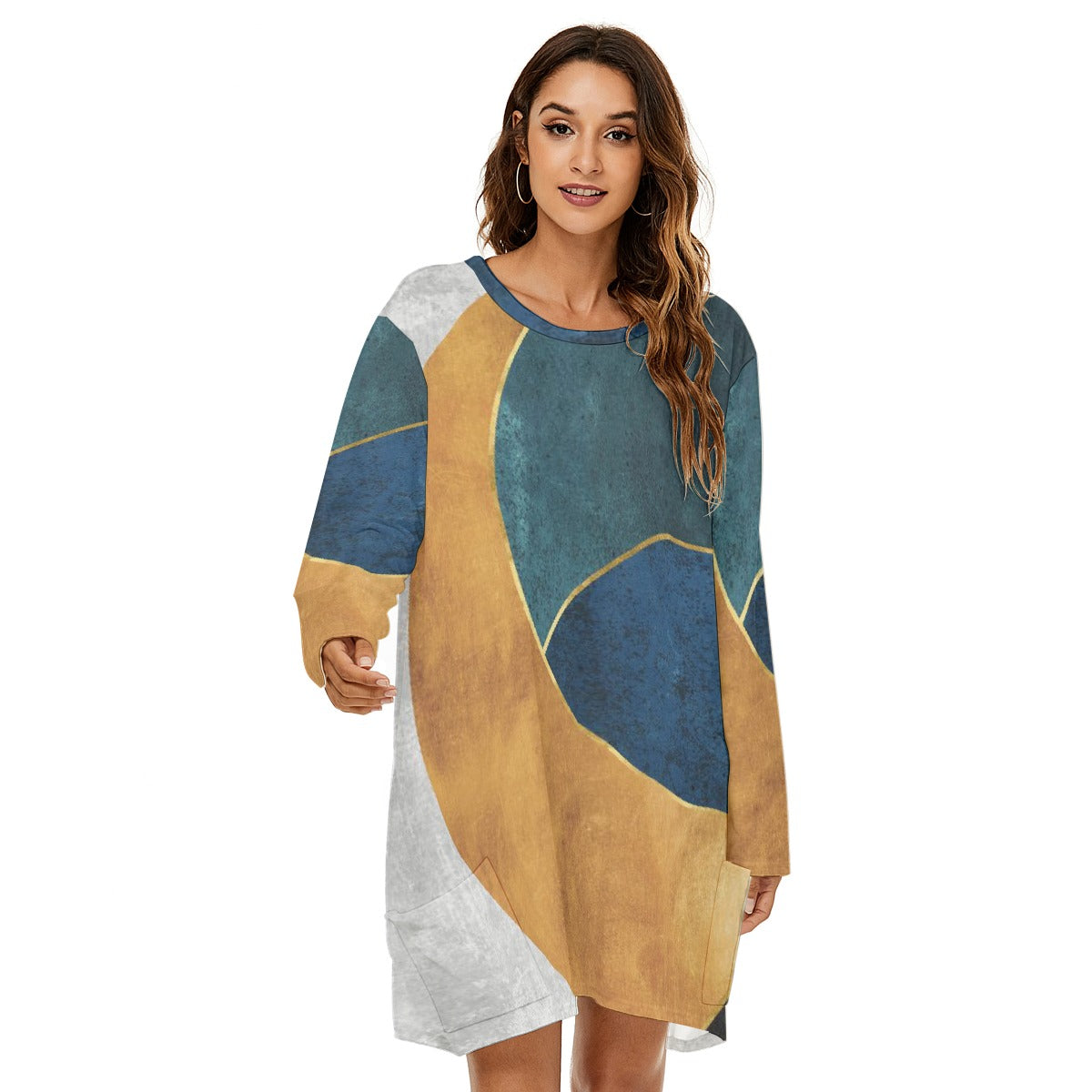 All-Over Print  Women's Loose Crew Neck Dress