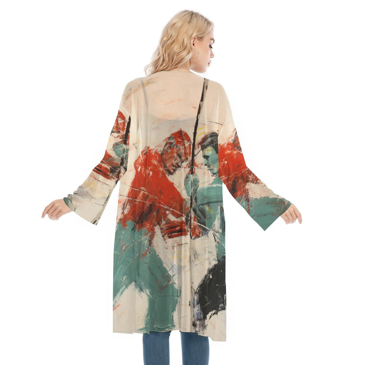 All- Over Print Women's Long Sleeve Mesh Cardigan