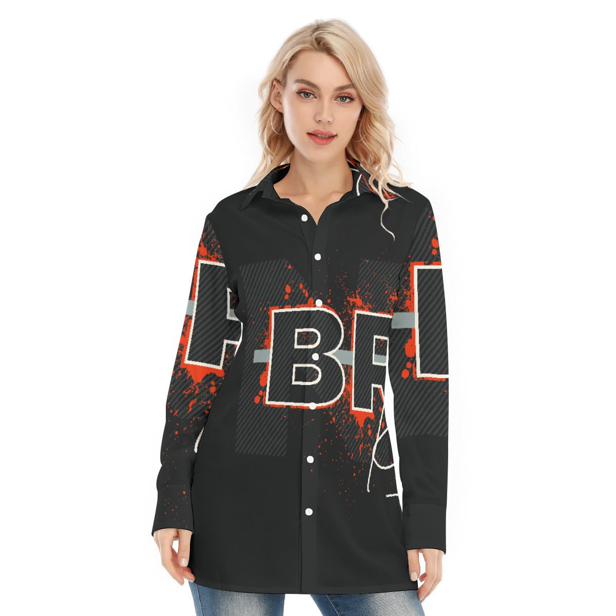 All-Over Print Women's Long Shirt