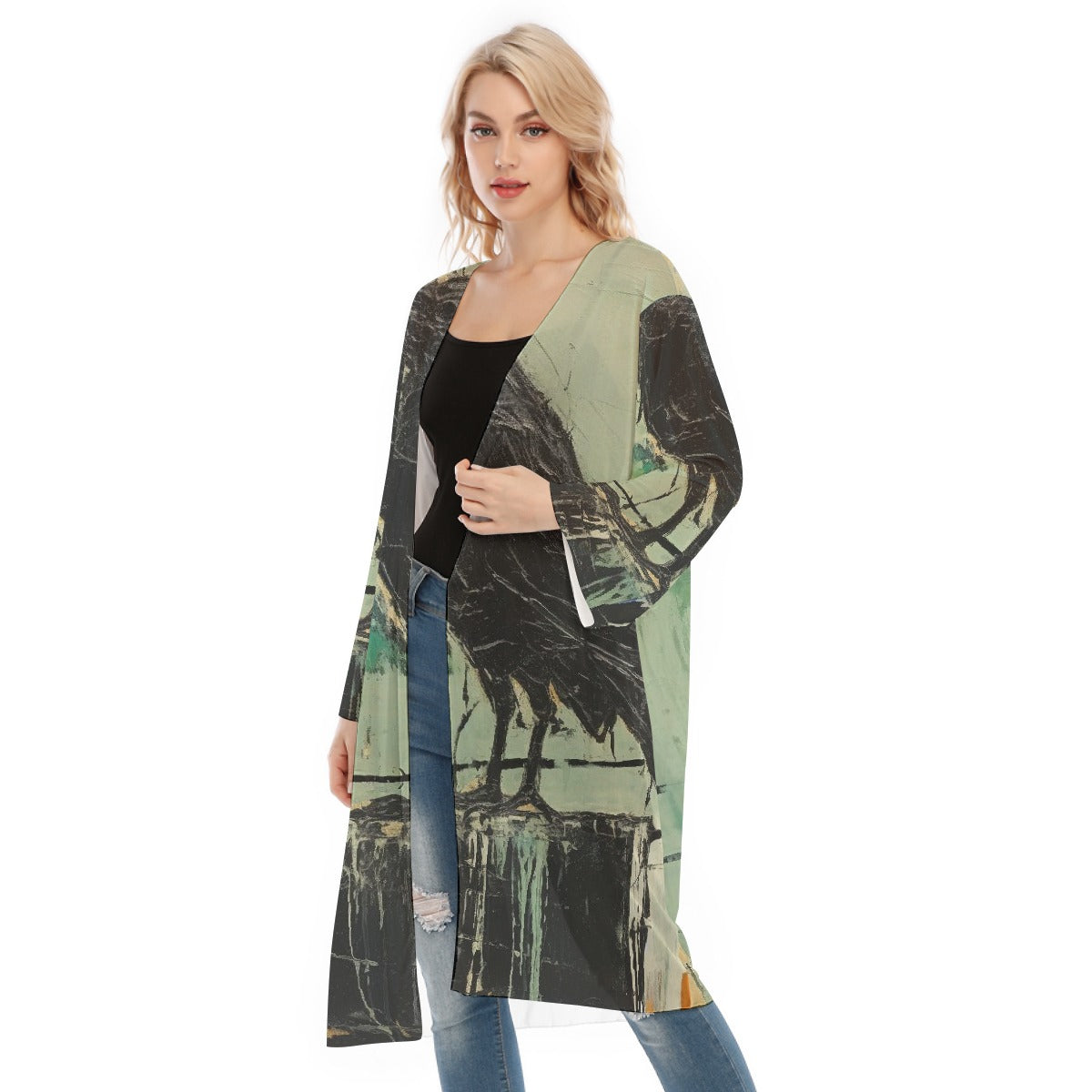 All- Over Print Women's Long Sleeve Mesh Cardigan