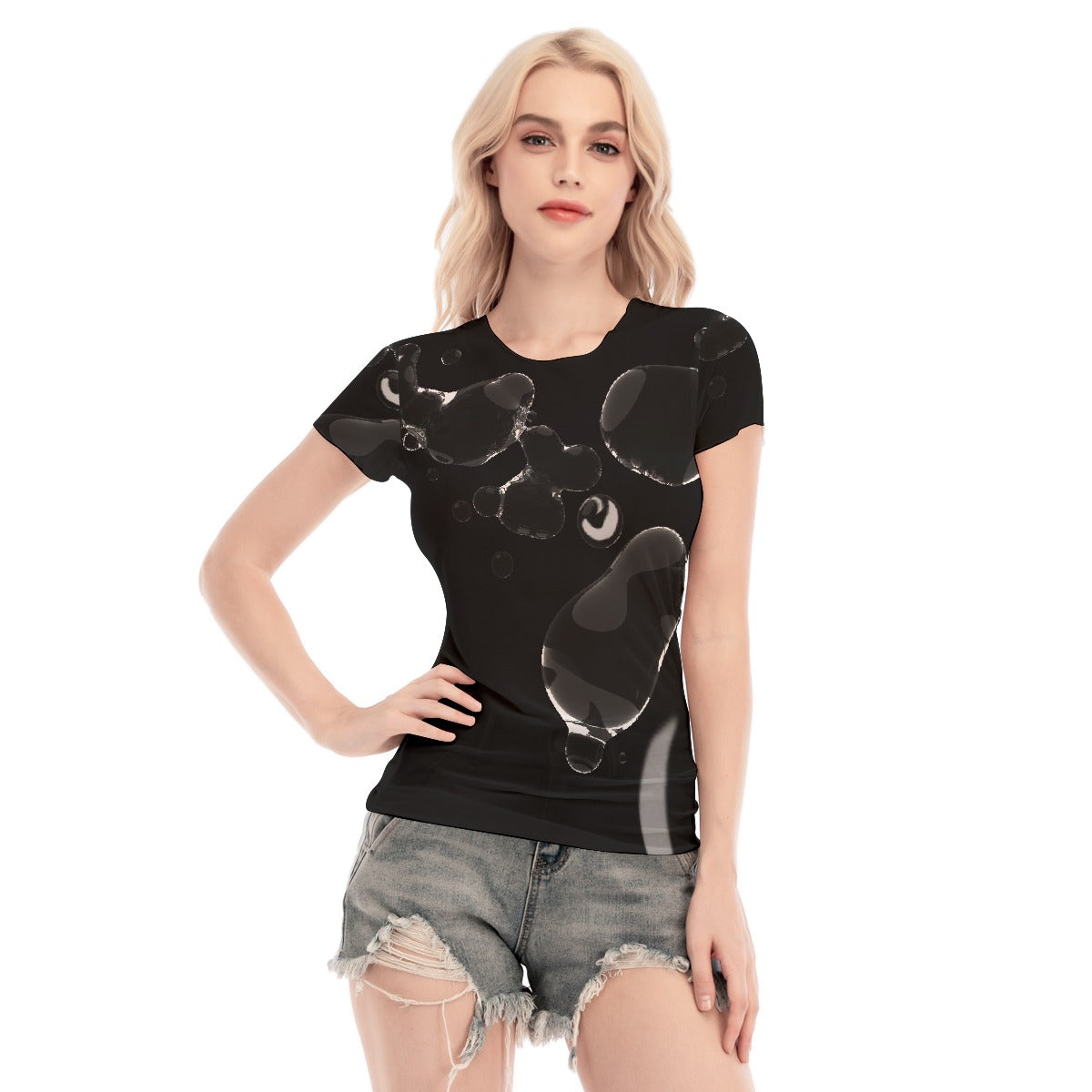 All-Over Print Women's Short Sleeve Mesh Blouse