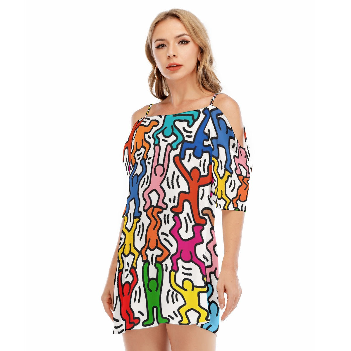 All-Over Print Women's Off-shoulder Cami Dress