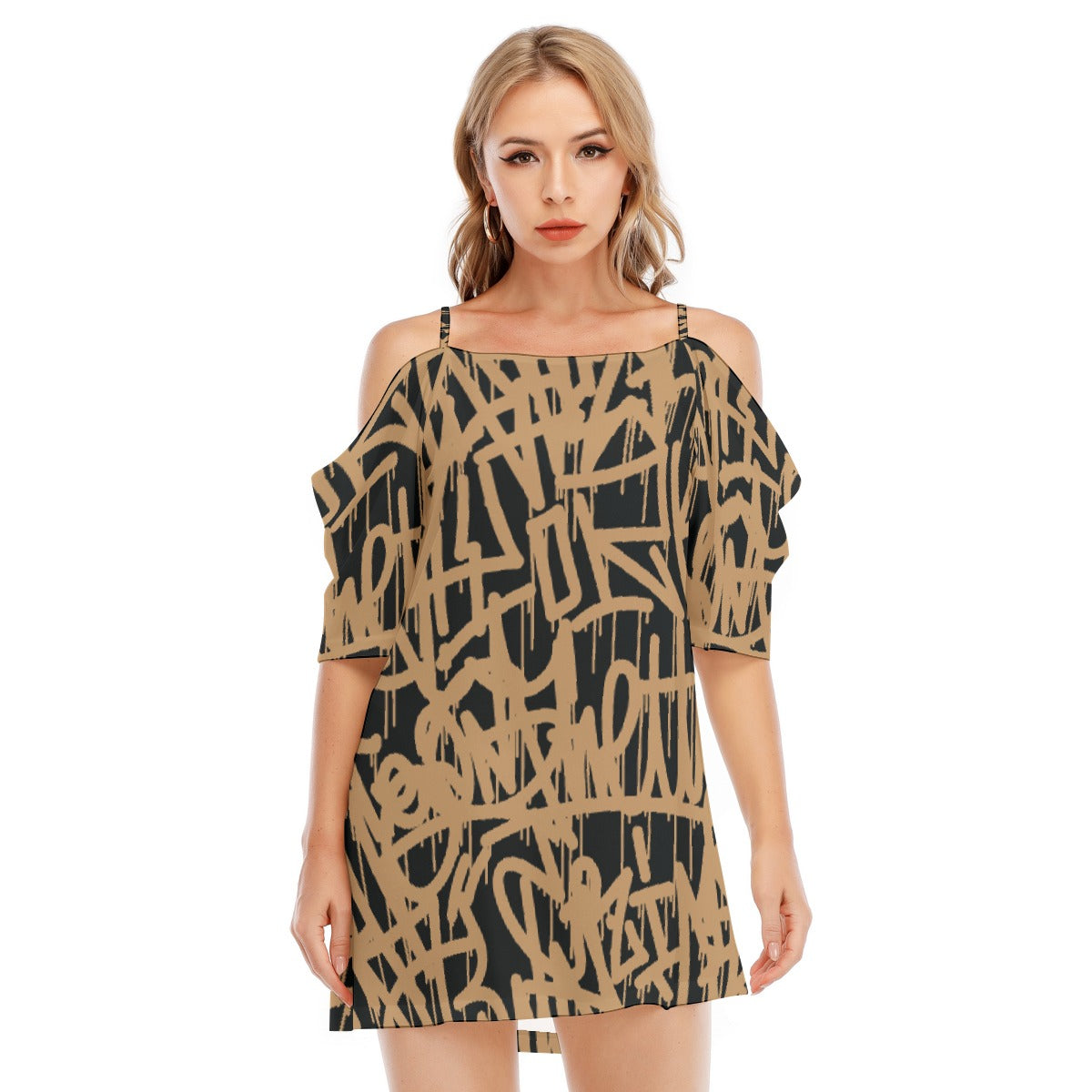 All-Over Print Women's Off-shoulder Cami Dress