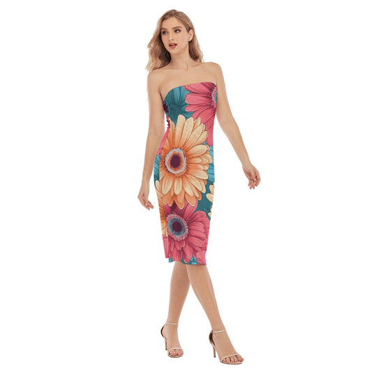 All-Over Print Women's Side Split Tube Top Dress