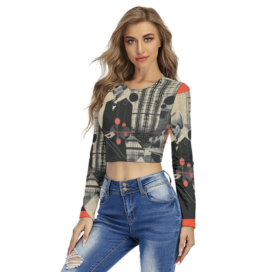 All-Over Print Women's Round Neck Crop Top T-Shirt