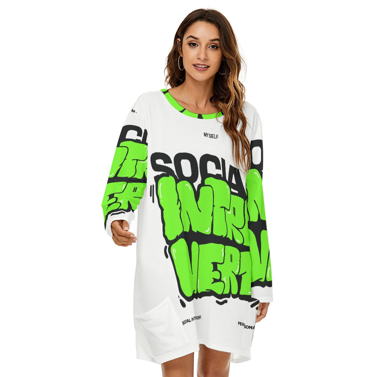 All-Over Print  Women's Loose Crew Neck Dress