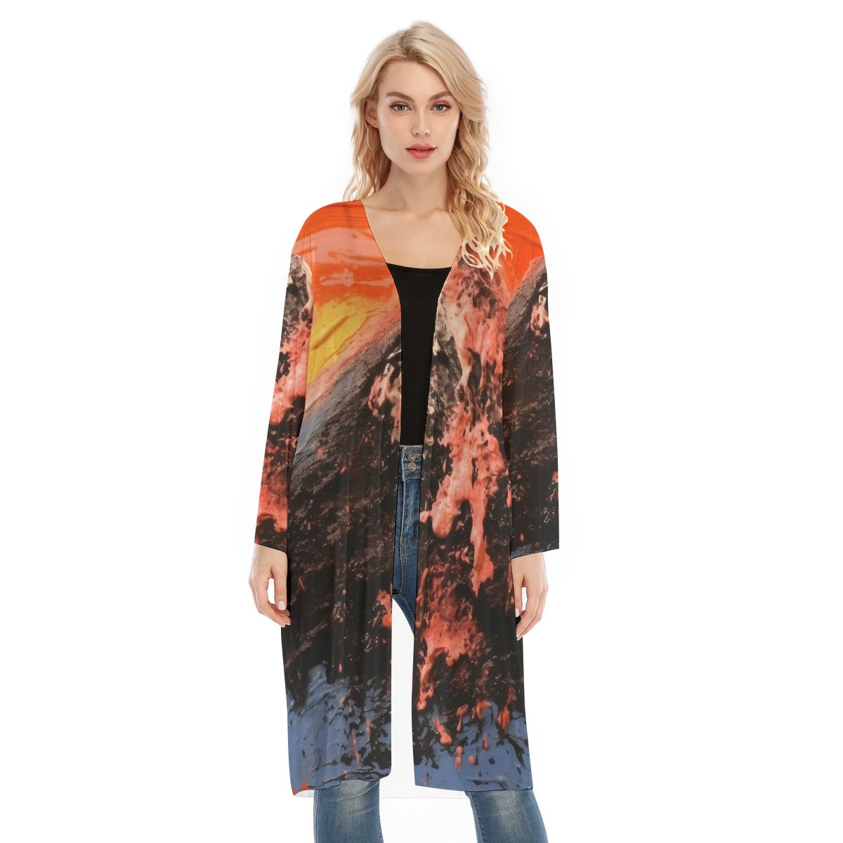 All- Over Print Women's Long Sleeve Mesh Cardigan