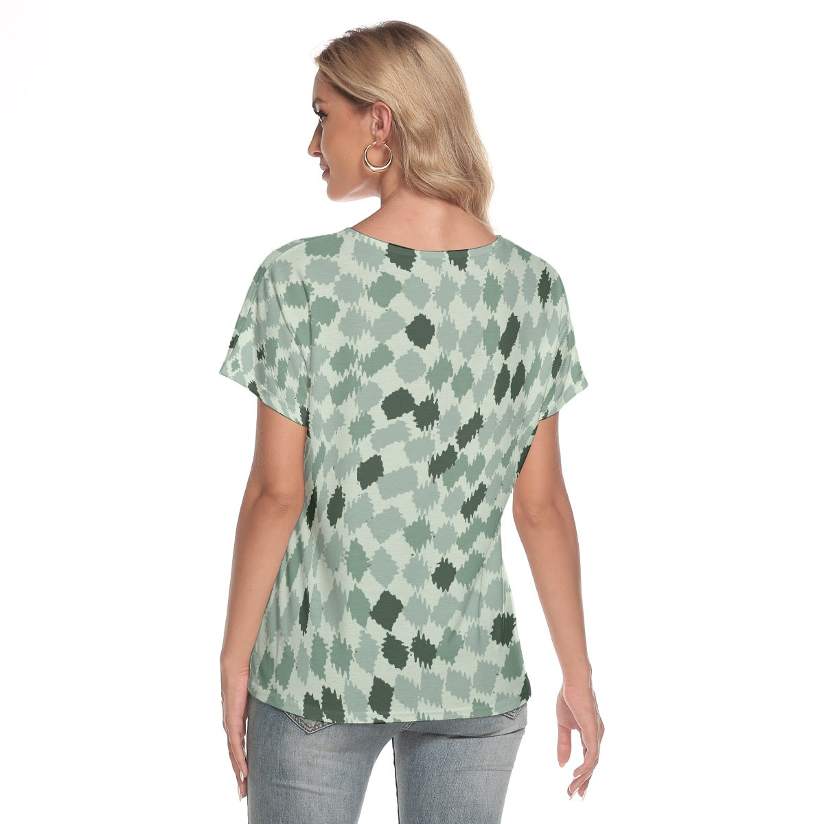 All-Over Print Women's Loose V-neck Short Sleeve T-shirt