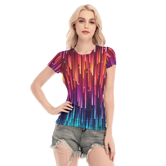 All-Over Print Women's Short Sleeve Mesh Blouse