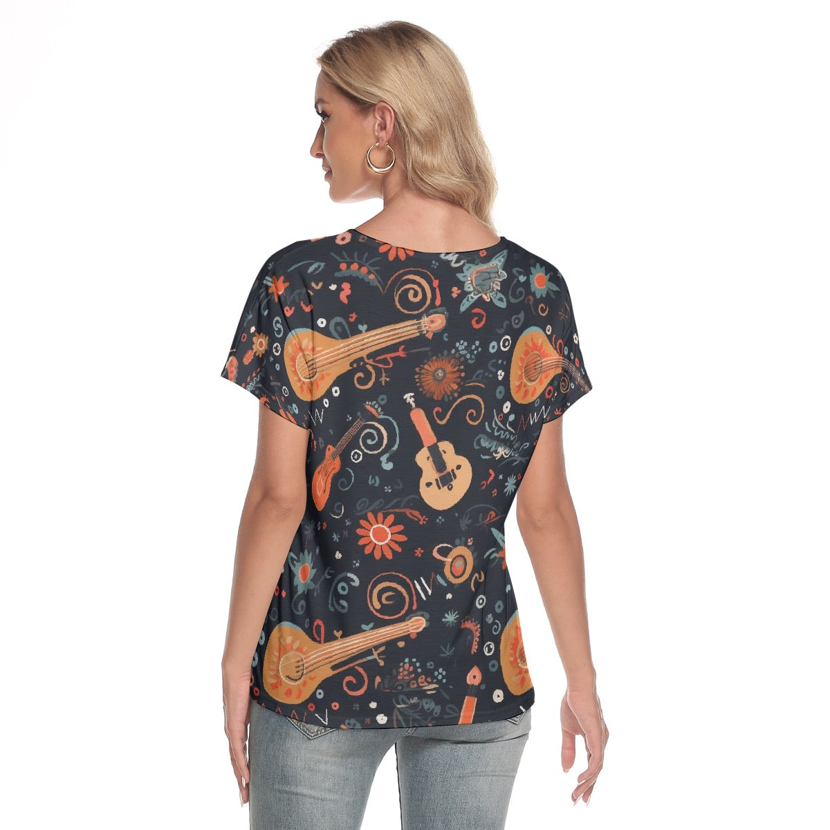 All-Over Print Women's Loose V-neck Short Sleeve T-shirt