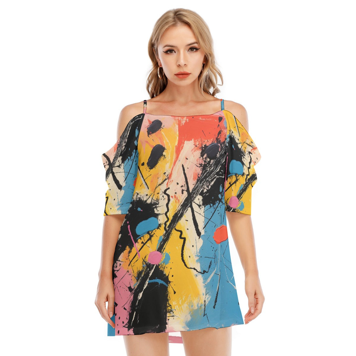 All-Over Print Women's Off-shoulder Cami Dress