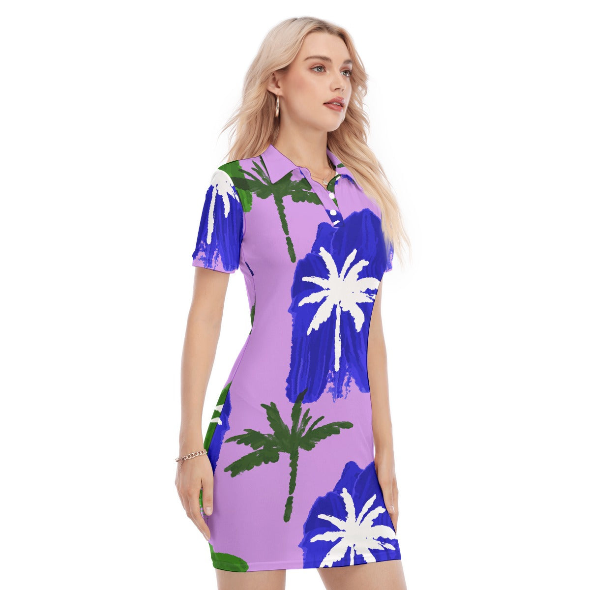 All-Over Print Women's Polo Collar Dress