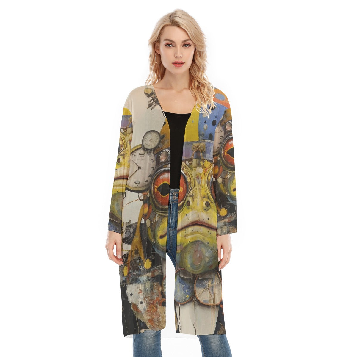 All- Over Print Women's Long Sleeve Mesh Cardigan