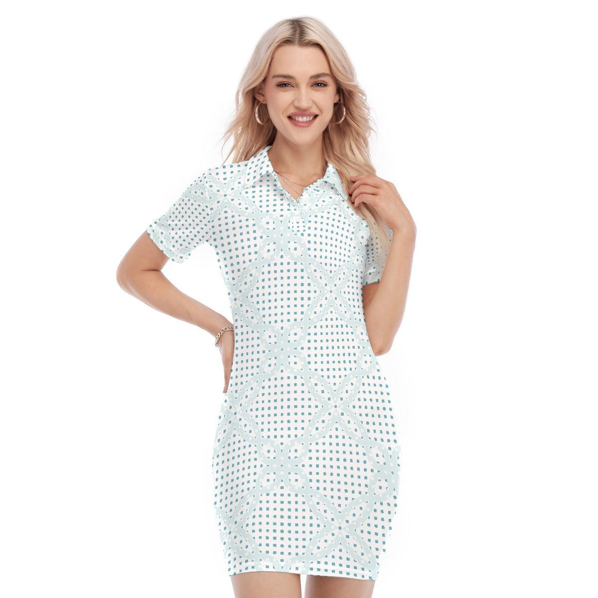 All-Over Print Women's Polo Collar Dress