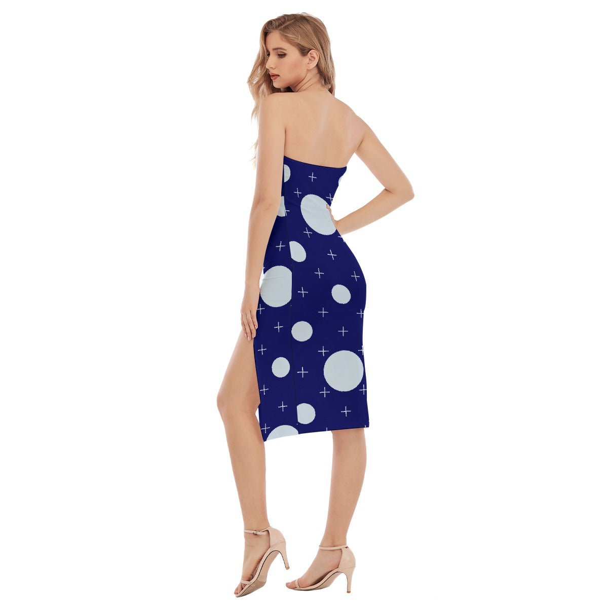 All-Over Print Women's Side Split Tube Top Dress