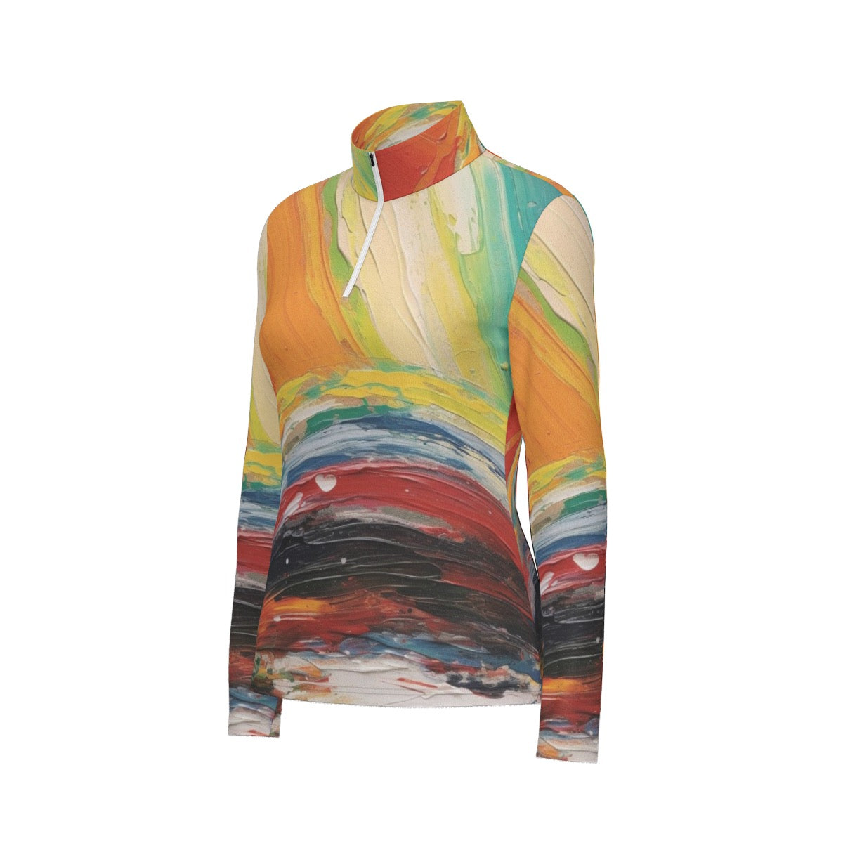 All-Over Print Women's Sports Collar Jersey With Long Sleeve