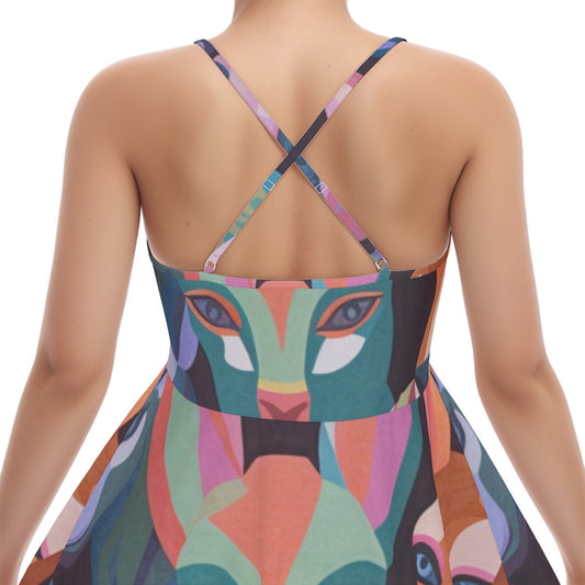 All-Over Print Women‘s Cross Cami Dress