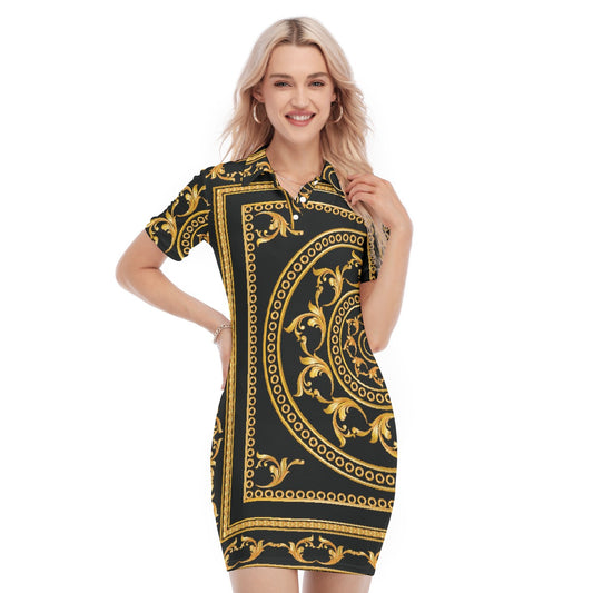 All-Over Print Women's Polo Collar Dress