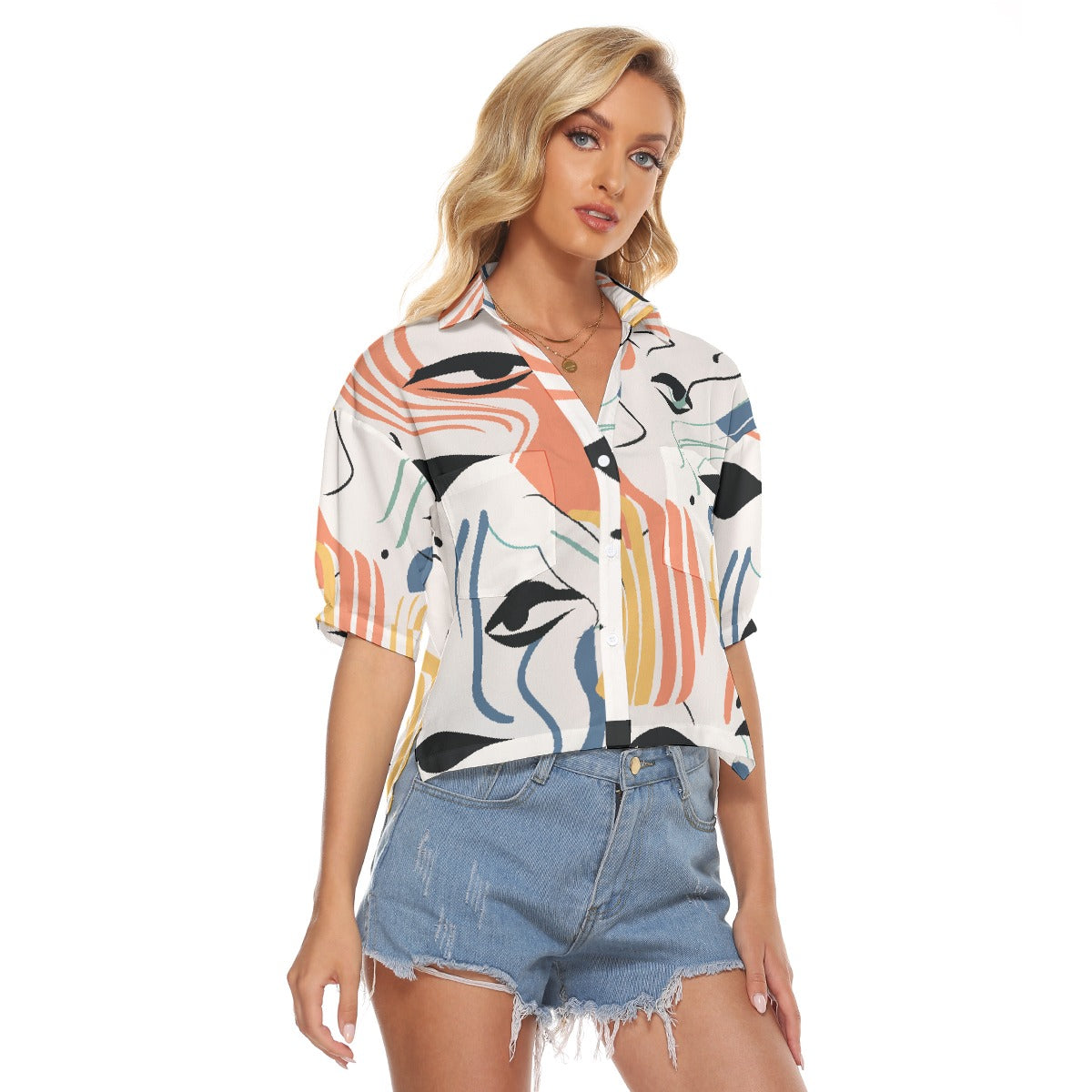 All-Over Print Women's V-neck Shirts