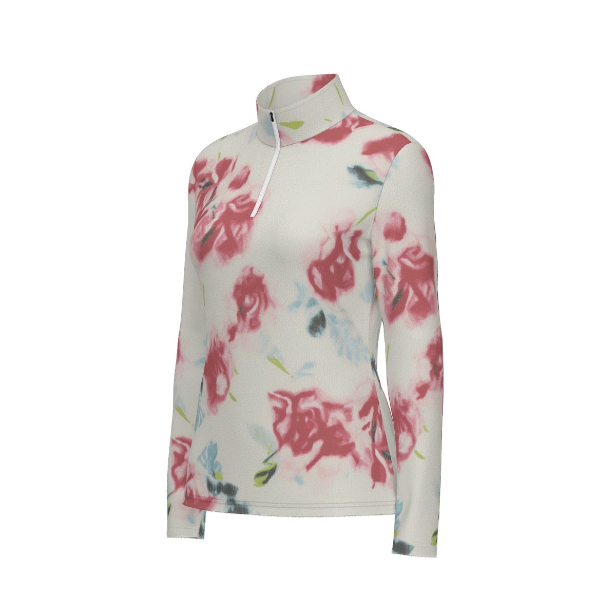 All-Over Print Women's Sports Collar Jersey With Long Sleeve