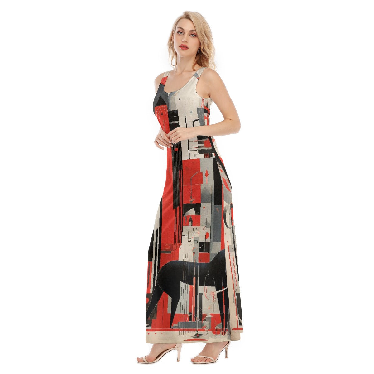 All-Over Print Women's Vest Dress | Length To Ankle