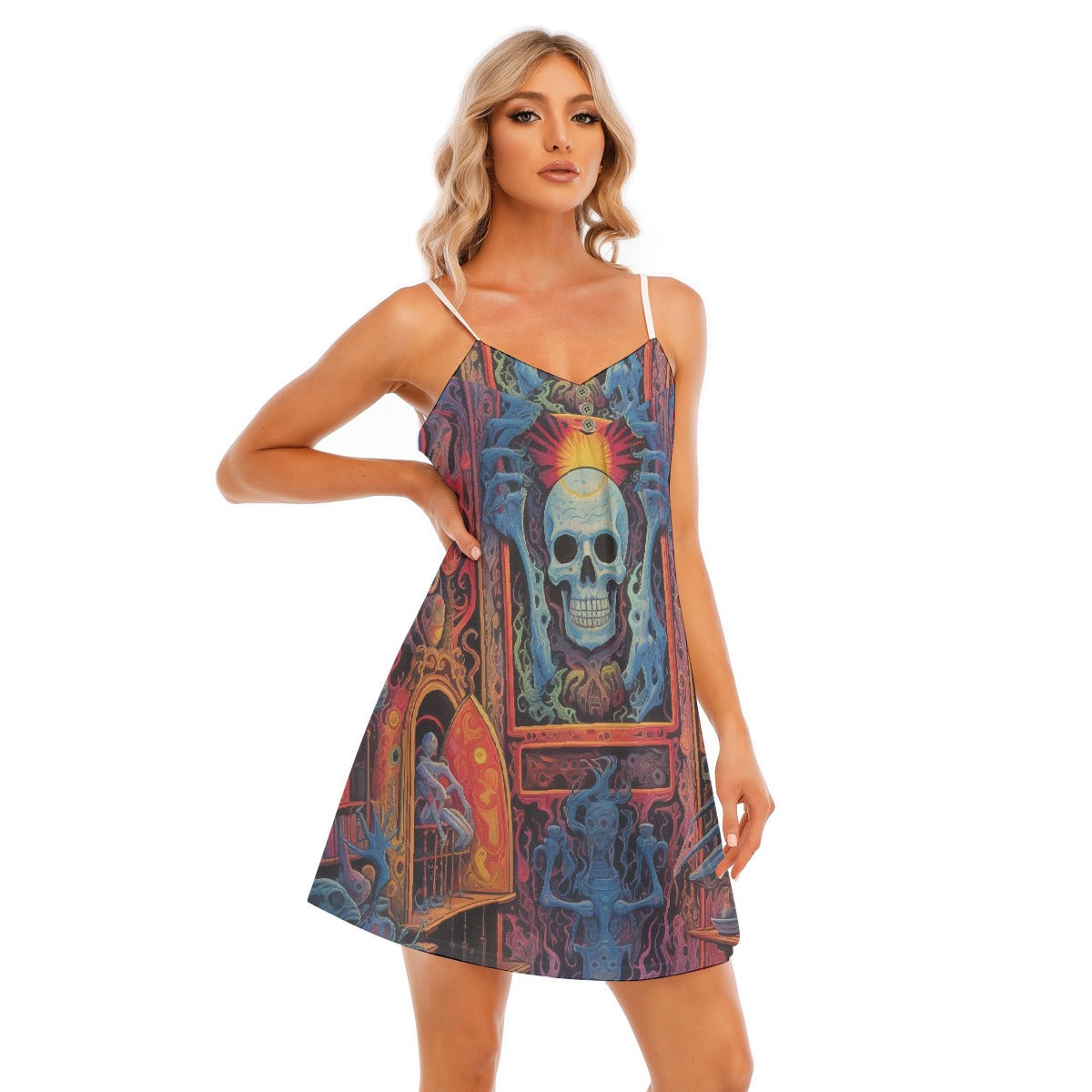 All-Over Print Women's V-neck Cami Dress