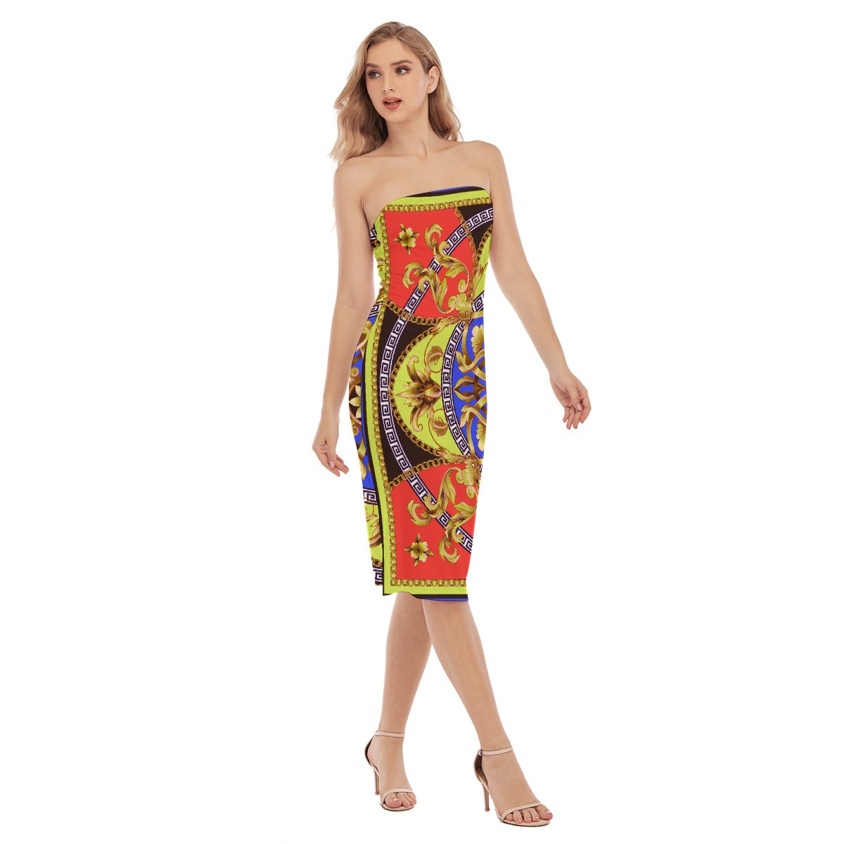 All-Over Print Women's Side Split Tube Top Dress