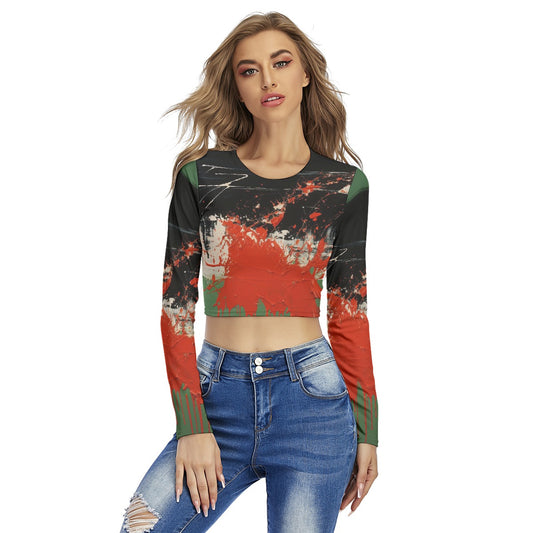 All-Over Print Women's Round Neck Crop Top T-Shirt