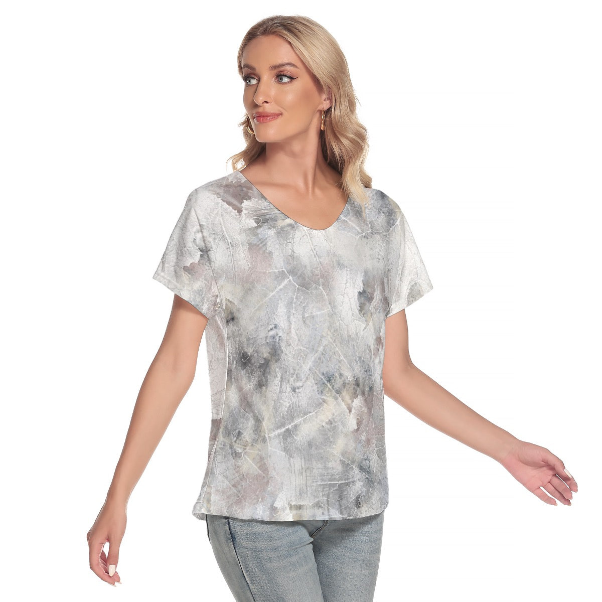 All-Over Print Women's Loose V-neck Short Sleeve T-shirt