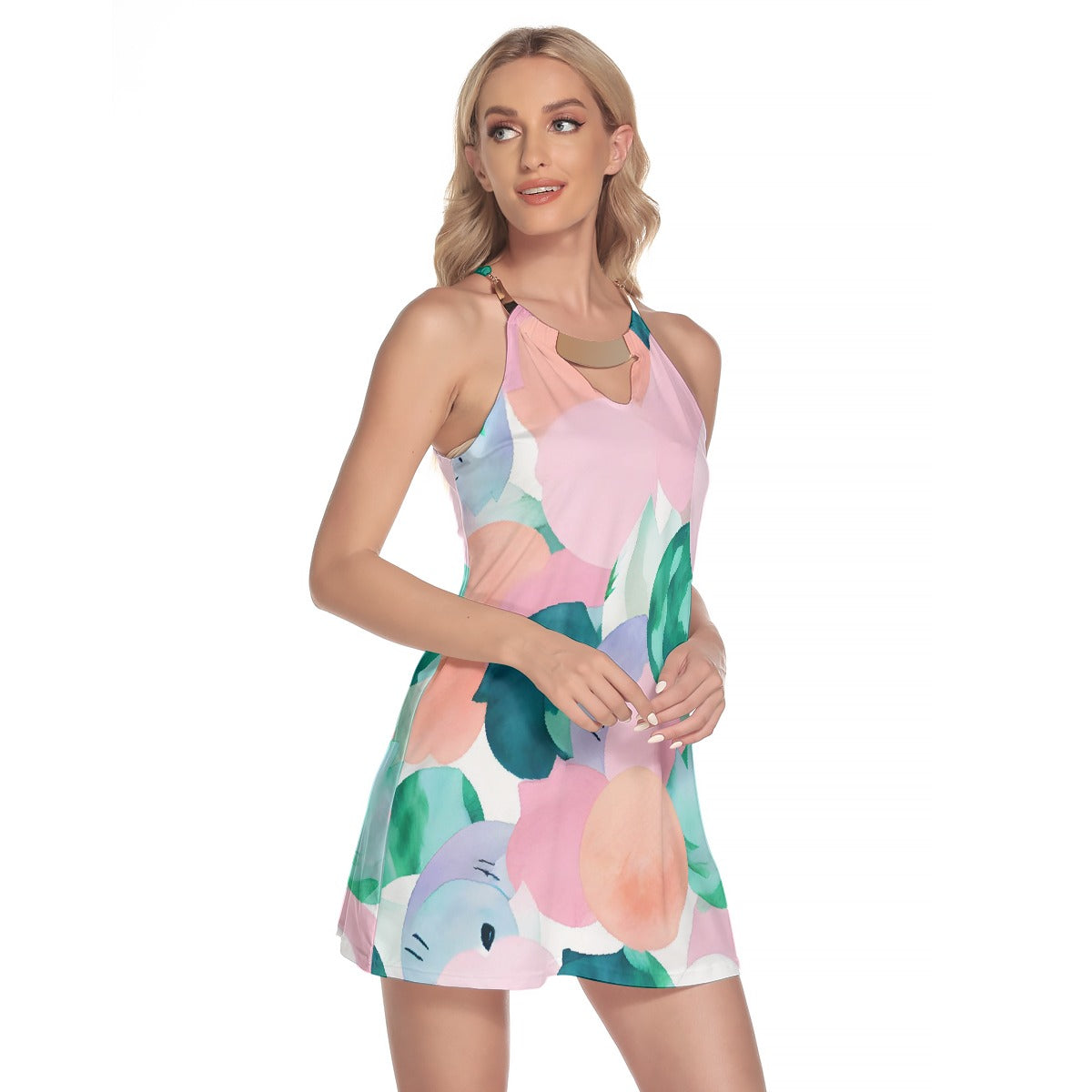 All-Over Print Women's Round Neck Above Knee Dress