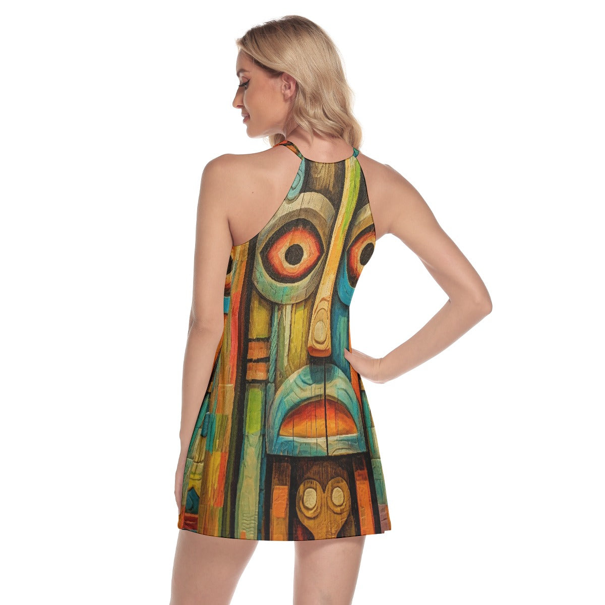 All-Over Print Women's Round Neck Above Knee Dress