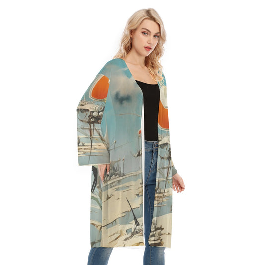 All- Over Print Women's Long Sleeve Mesh Cardigan