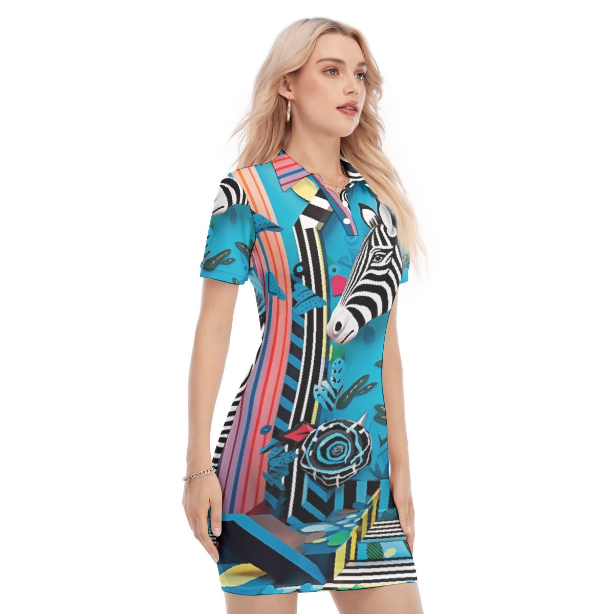 All-Over Print Women's Polo Collar Dress