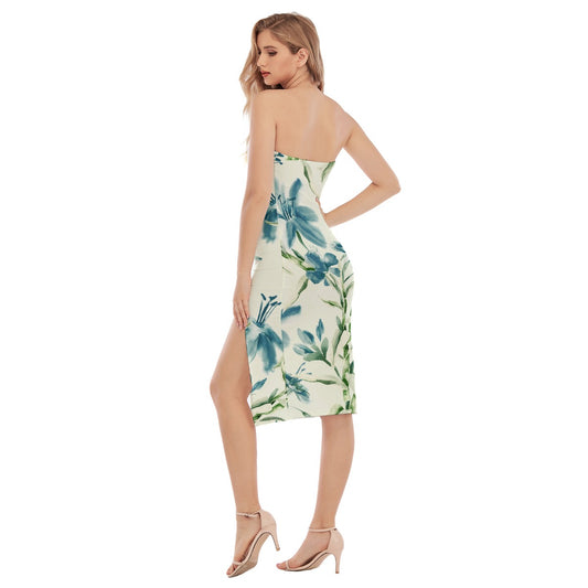 All-Over Print Women's Side Split Tube Top Dress