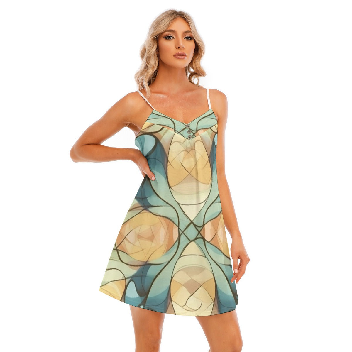 All-Over Print Women's V-neck Cami Dress