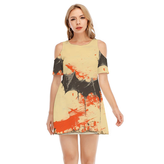 All-Over Print Women's Cold Shoulder Dress | 190GSM Cotton