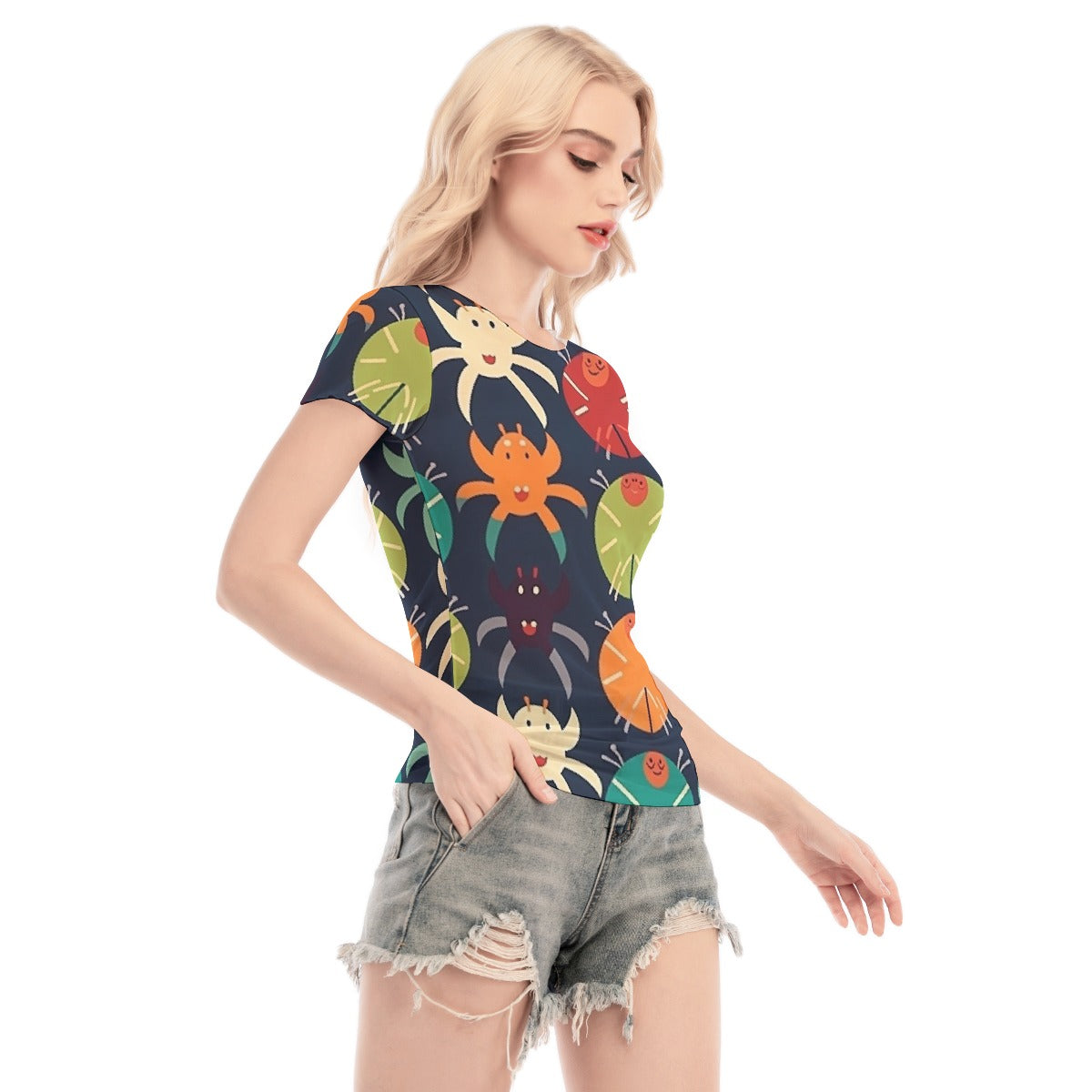 All-Over Print Women's Short Sleeve Mesh Blouse