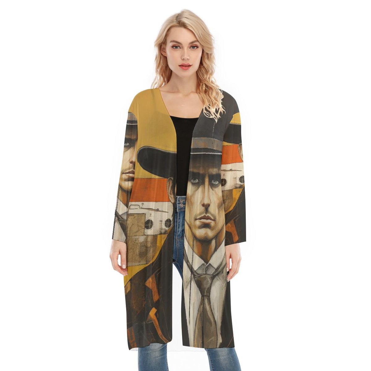 All- Over Print Women's Long Sleeve Mesh Cardigan