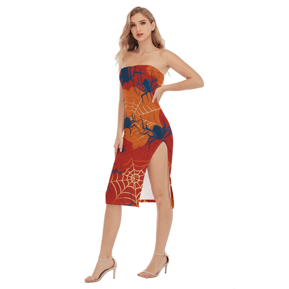 All-Over Print Women's Side Split Tube Top Dress