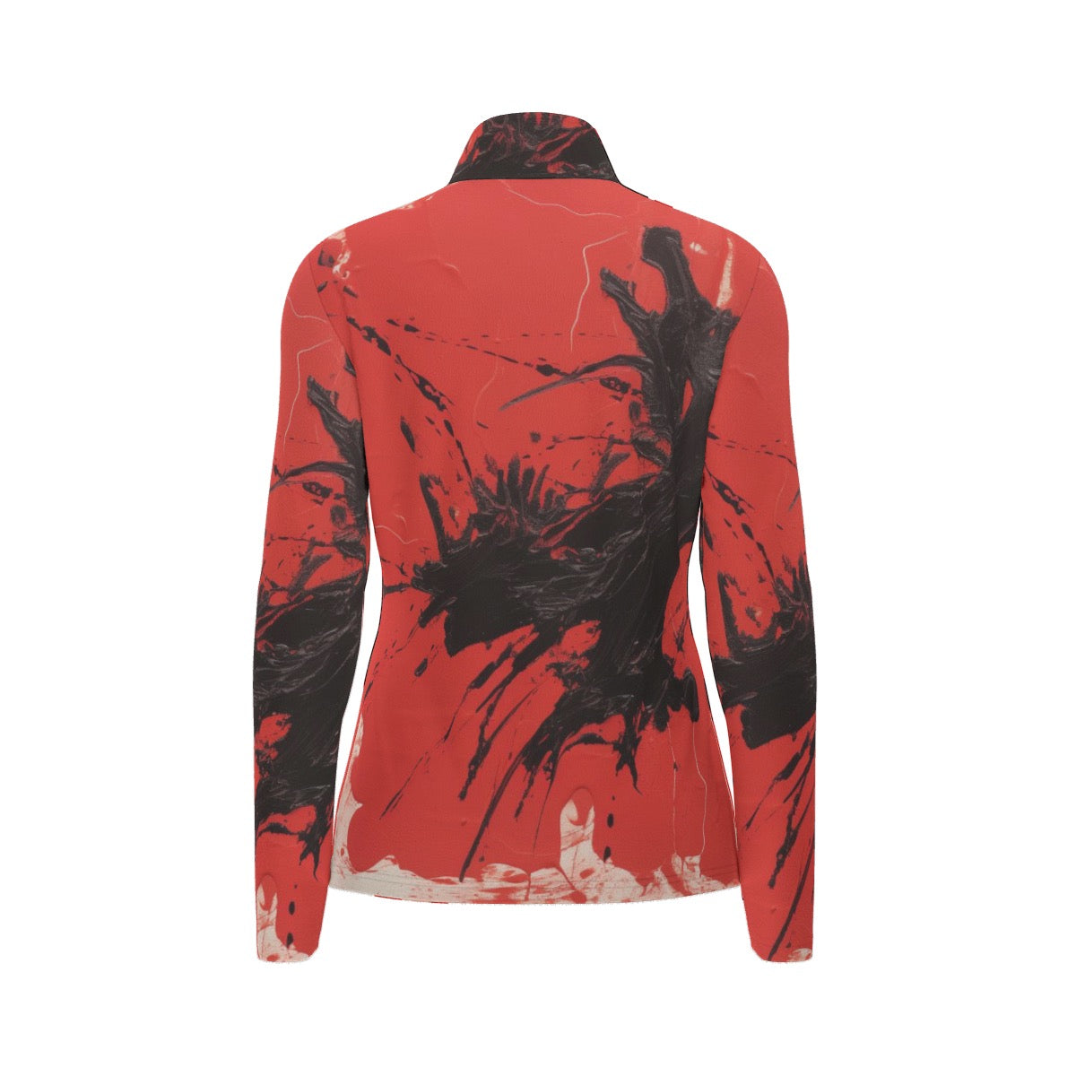 All-Over Print Women's Sports Collar Jersey With Long Sleeve