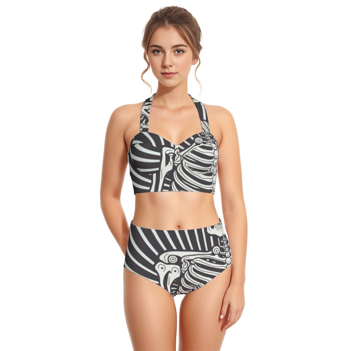 All-Over Print Women's Swimsuit Set With Halter