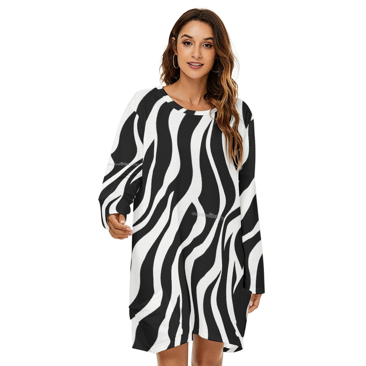 All-Over Print  Women's Loose Crew Neck Dress