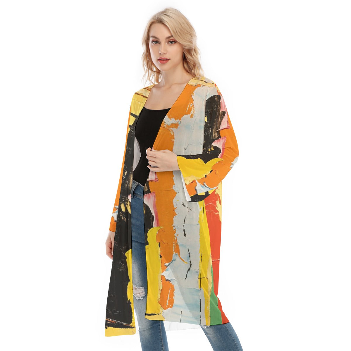 All- Over Print Women's Long Sleeve Mesh Cardigan