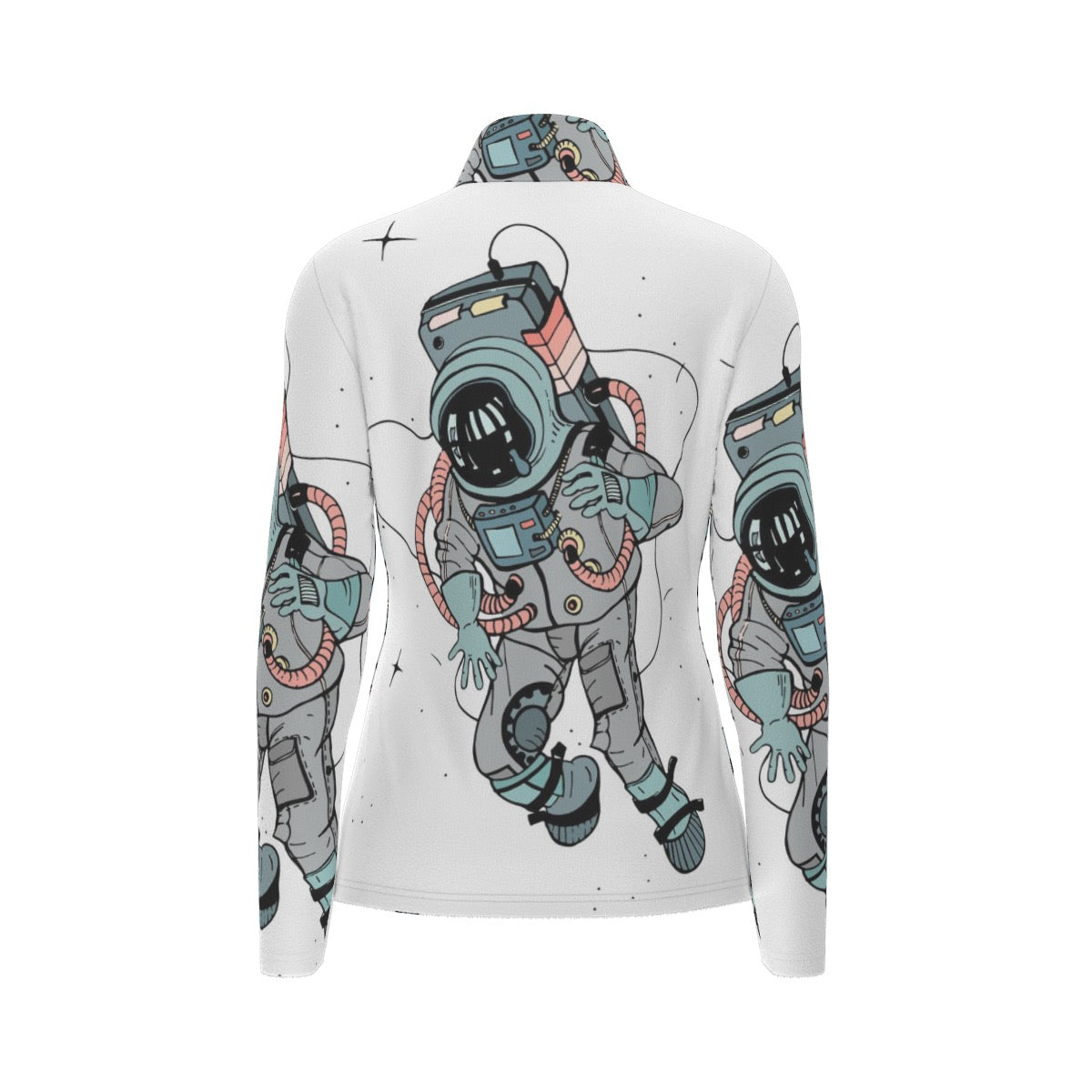 All-Over Print Women's Sports Collar Jersey With Long Sleeve